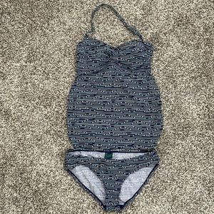 2 Piece Zigzag Motherhood Maternity Tankini Swimsuit Sz S